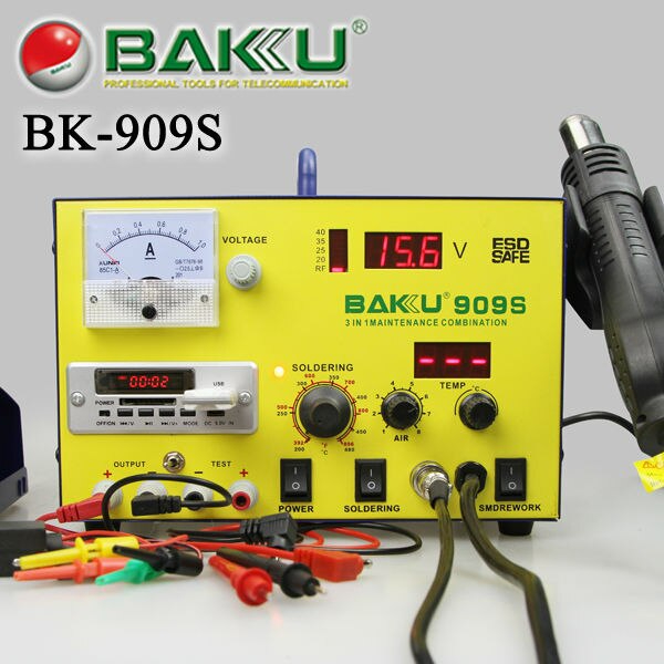 Baku 3 in 1 Hot Air Gun Station & DC Power Supply  BK-909S