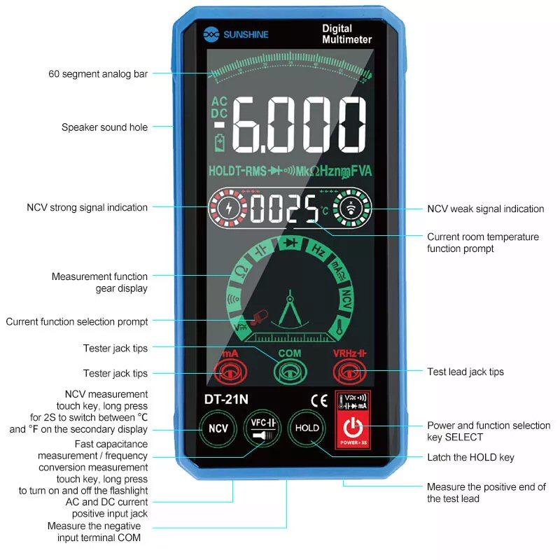 Sunshine DT-21N Digital Multimeter With Touch Control