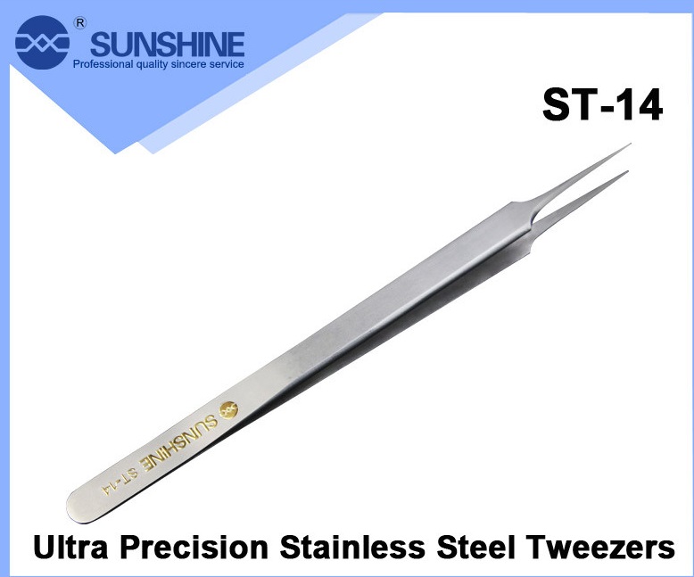 Sunshine ST-14 Professional anti magnetic stainless steel long pointed Tweezers