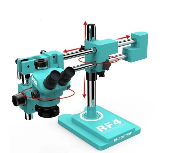 RF4 RF-7050TVW 7-50X  Dual Arm Trinocular Stereo Microscope 360° Rotation